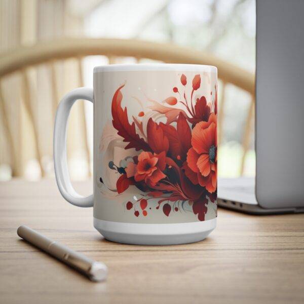 Orange Color Flowers Mug - Image 6