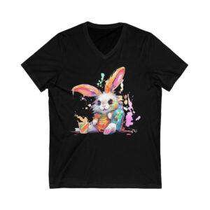Funny Easter bunny Short Sleeve V-Neck Tee