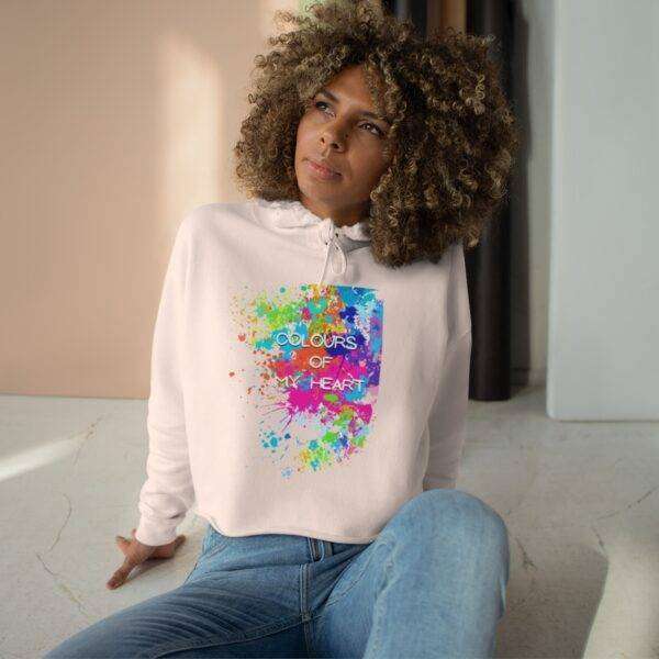 Woman Colour Off My Heart Crop Hoodie