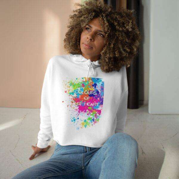 Woman Colour Off My Heart Crop Hoodie - Image 6