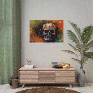 Colorful Skull Water Painting Rolled Poster