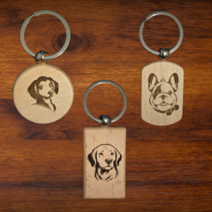 New Dog Wooden Engraved Keyrings